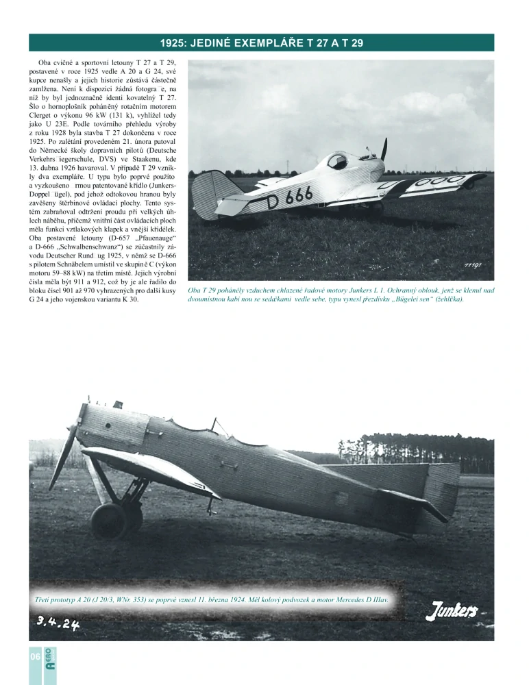 AEROspeciál č.22 Fotokronika letounů firmy Junkers 2.díl (V.Koos)
