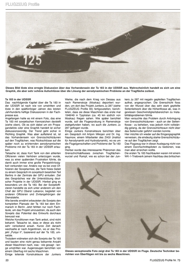 FLUGZEUG Profile 73 Focke Wulf Ta 183 / Messerschmitt P. 1101