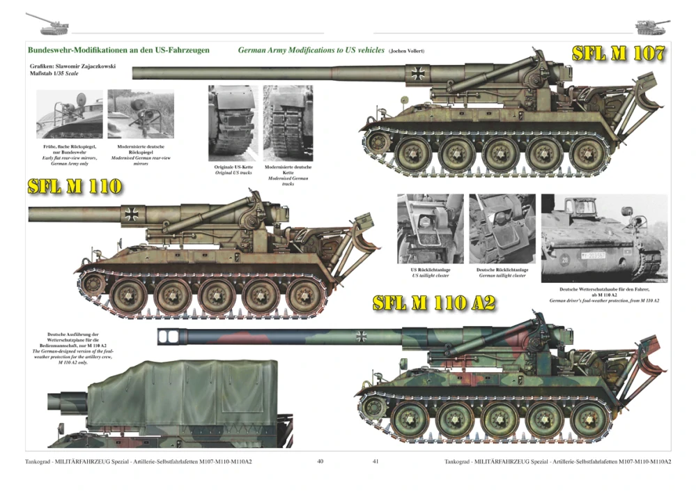 TG-5099 Artillerie-Selbstfahrlafetten M107 bis M110A2 US-Vorgeschichte, Technik, Germanisierung und