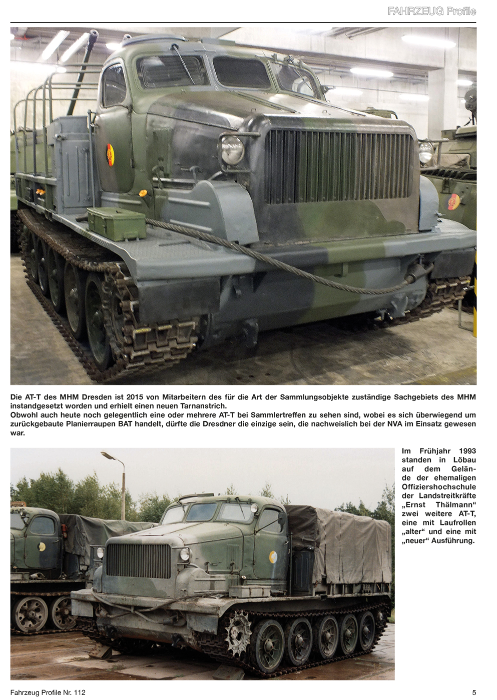 FAHRZEUG PROFILE 112 DIE SCHWEREN NVA-KETTENSCHLEPPER AT-T UND IHRE SPEZIALAUSFÜHRUNGEN