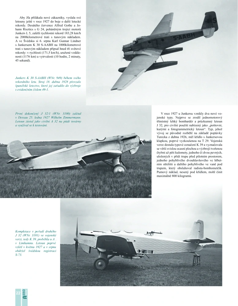 AEROspeciál č.22 Fotokronika letounů firmy Junkers 2.díl (V.Koos)