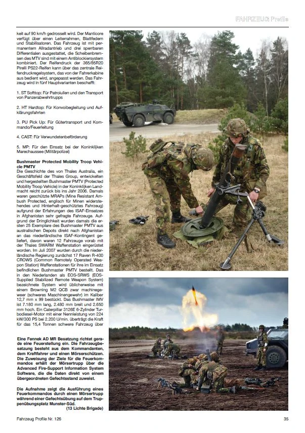 FAHRZEUG Profile 126 13 Lichte Brigade Combat Team der niederländischen Landstreitkräfte